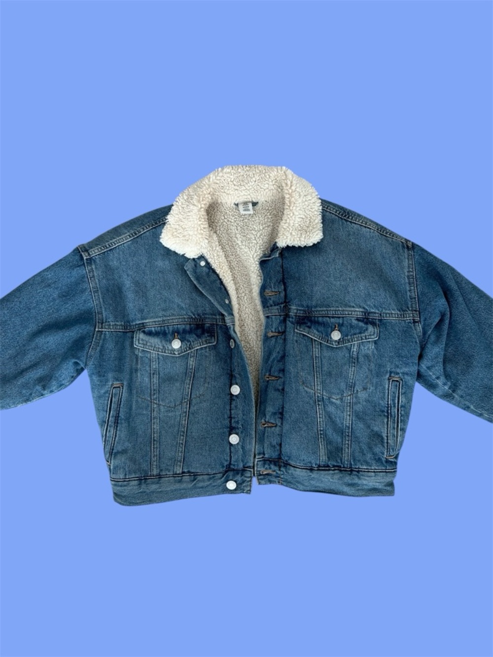 Sherpa-Lined Blue Denim Jacket